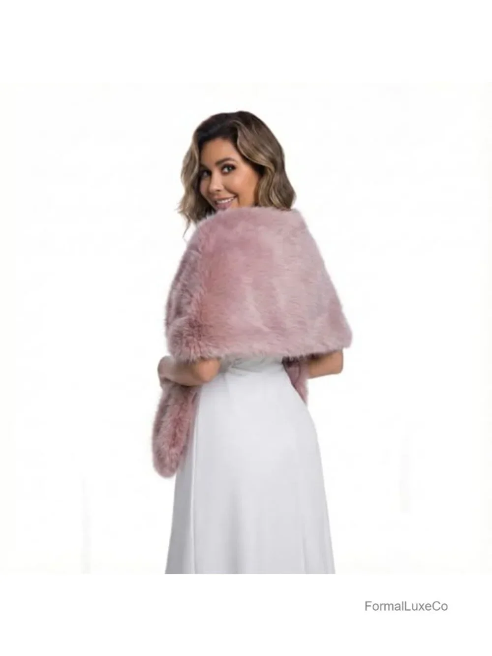 Faux Fur Collar Scarf Wrap Shawl - Winter Warm Stole Bridal Wedding